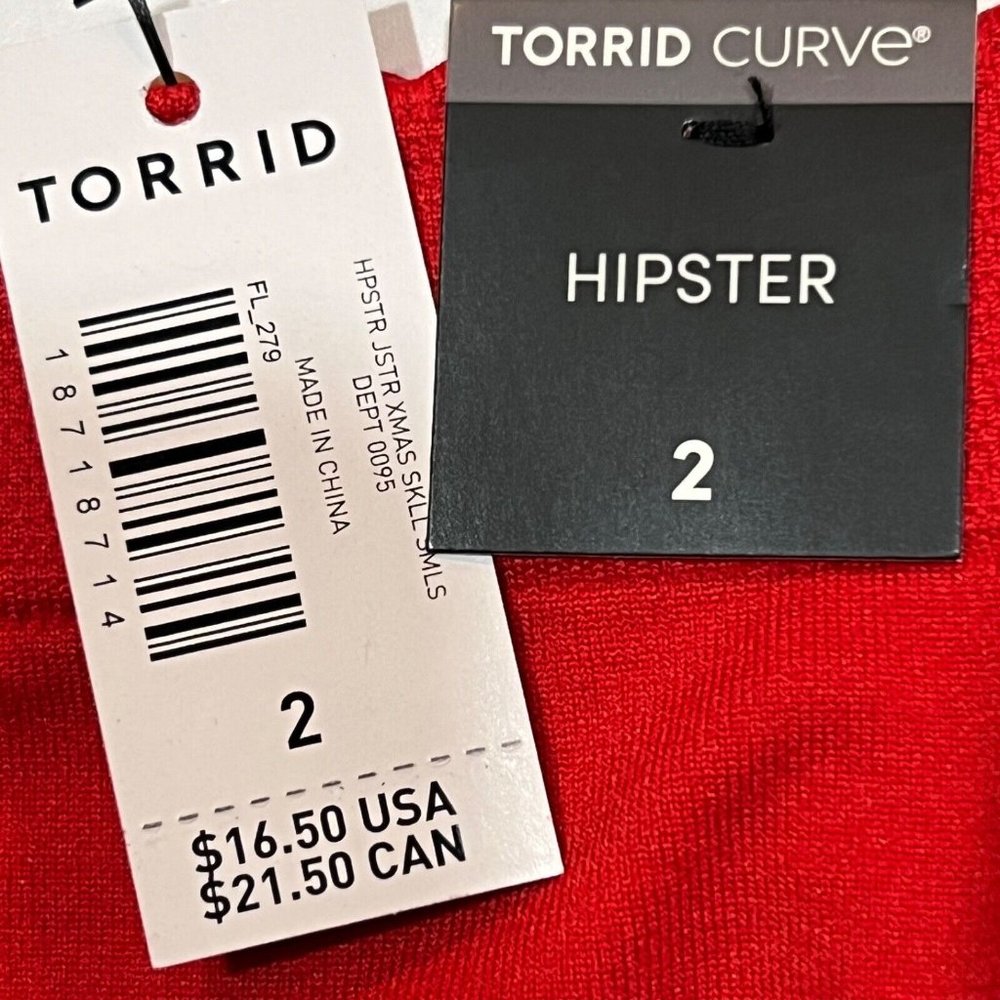 NWT TORRID Hipster Pantie Sz 2X Red Christmas Skulls - Picture 4 of 4